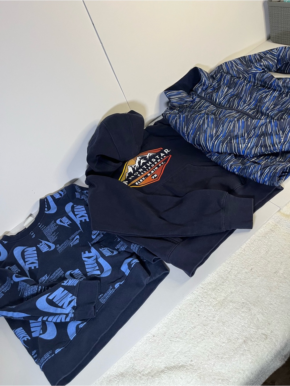 Nike Kids Navy Blue Graphic Hoodie and Sweatshirt Set